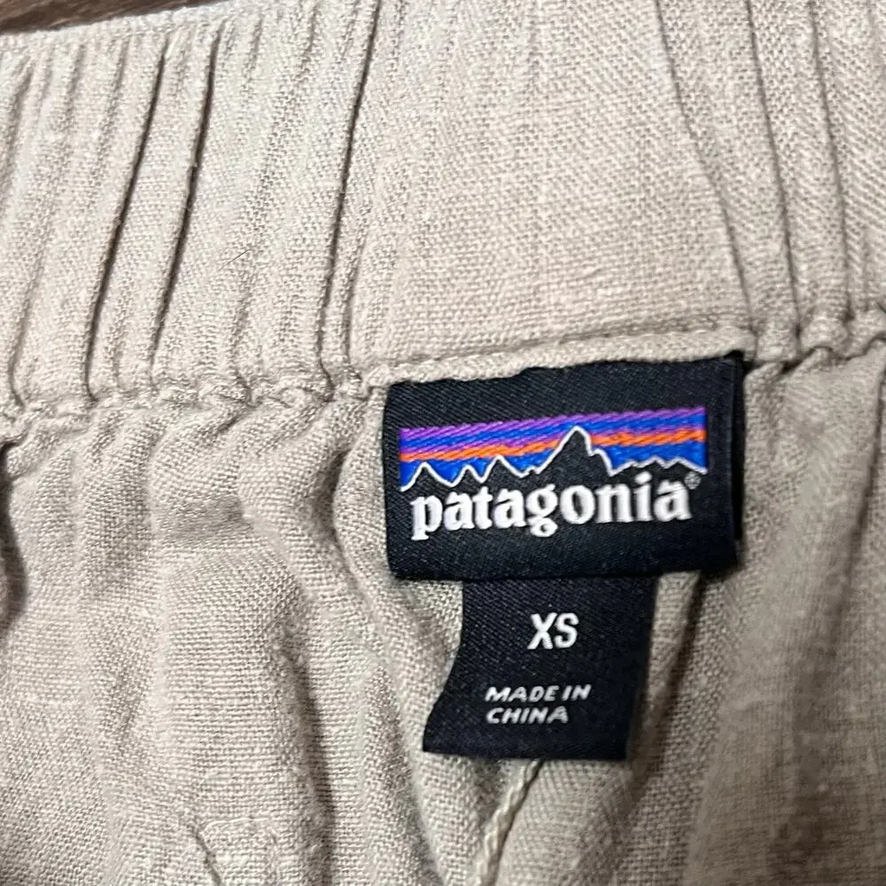 Patagonia Garden Island Short XS Beige Linen Hemp Tie Waist Coastal Summer Beach - Picture 4 of 11